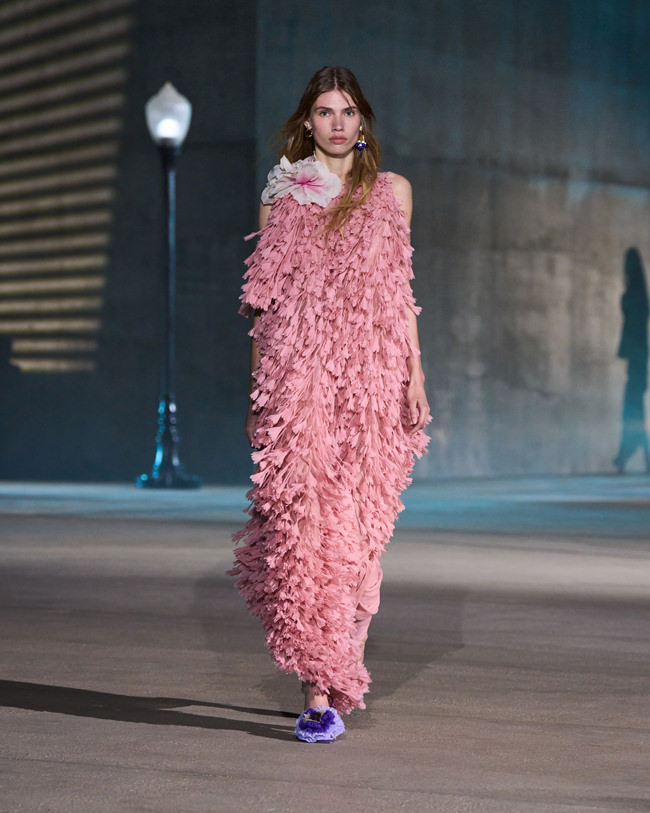 Dramatic Pink Fringe Dress for a Fashion Show Statement — Pink Outfits 2027
