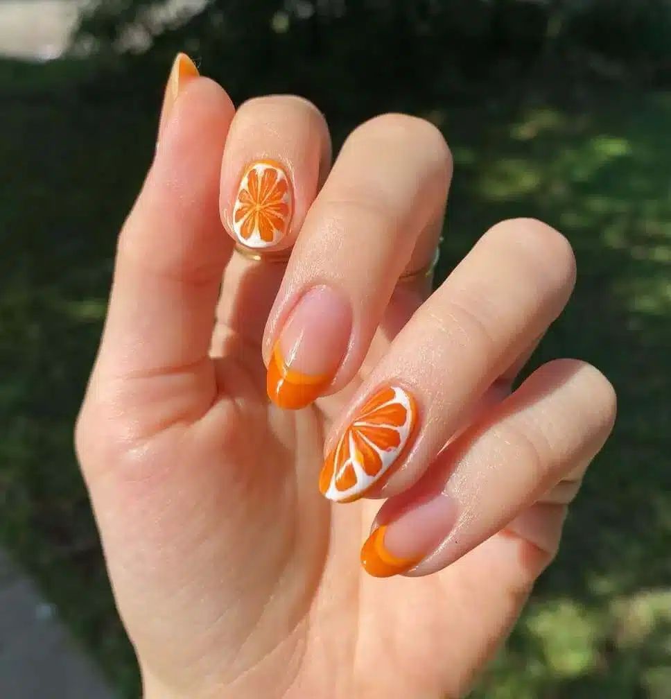 Orange Slice Art And French Tip Visual Idea Orange Slice Art And French Tip Visual Idea — Tangerine Nails 2027