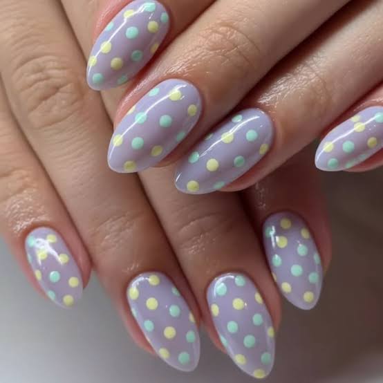 Medium Oval Lavender with Pastel Dots Medium Oval Lavender with Pastel Dots — Polka Dot Nails 2027