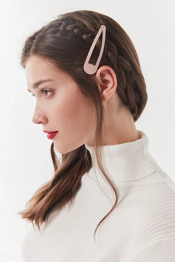 Pink Barrette on Dark Brown Braids — Barrette Hairstyles 2027