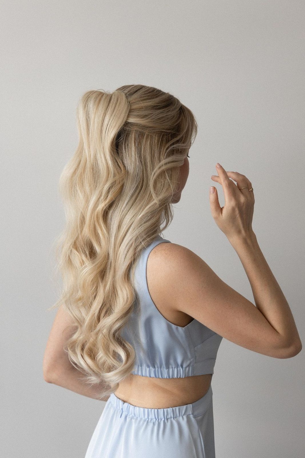 Layers Polished Blonde Half Up Layers Polished Blonde Half Up — Half Up Ponytail Hairstyles 2027