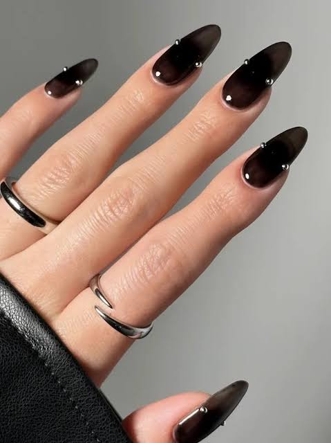 Long Almond Celestial Matte Black Nails Long Almond Celestial Matte Black Nails — Winter Black Nails 2027