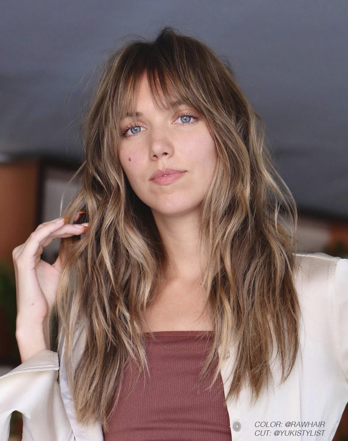 Collarbone Shag With Full Fringe Collarbone Shag With Full Fringe — Bangs Trends 2027