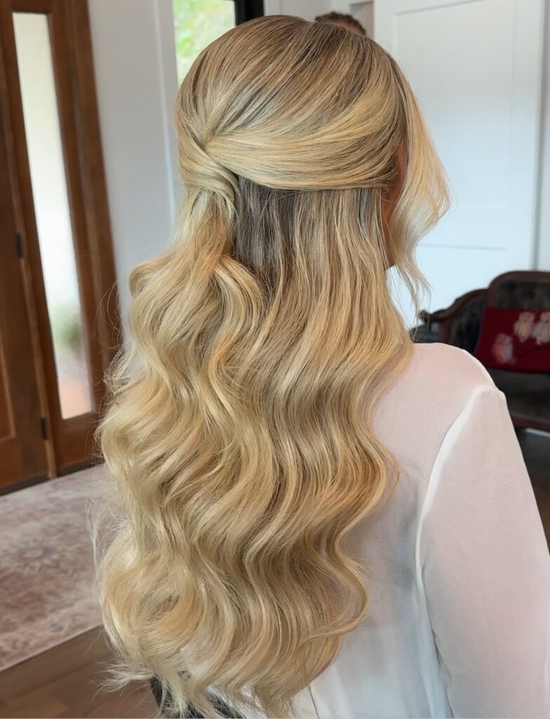 Effortless Long Ash Blonde Half-Up Waves — Beach Wedding Hair 2027