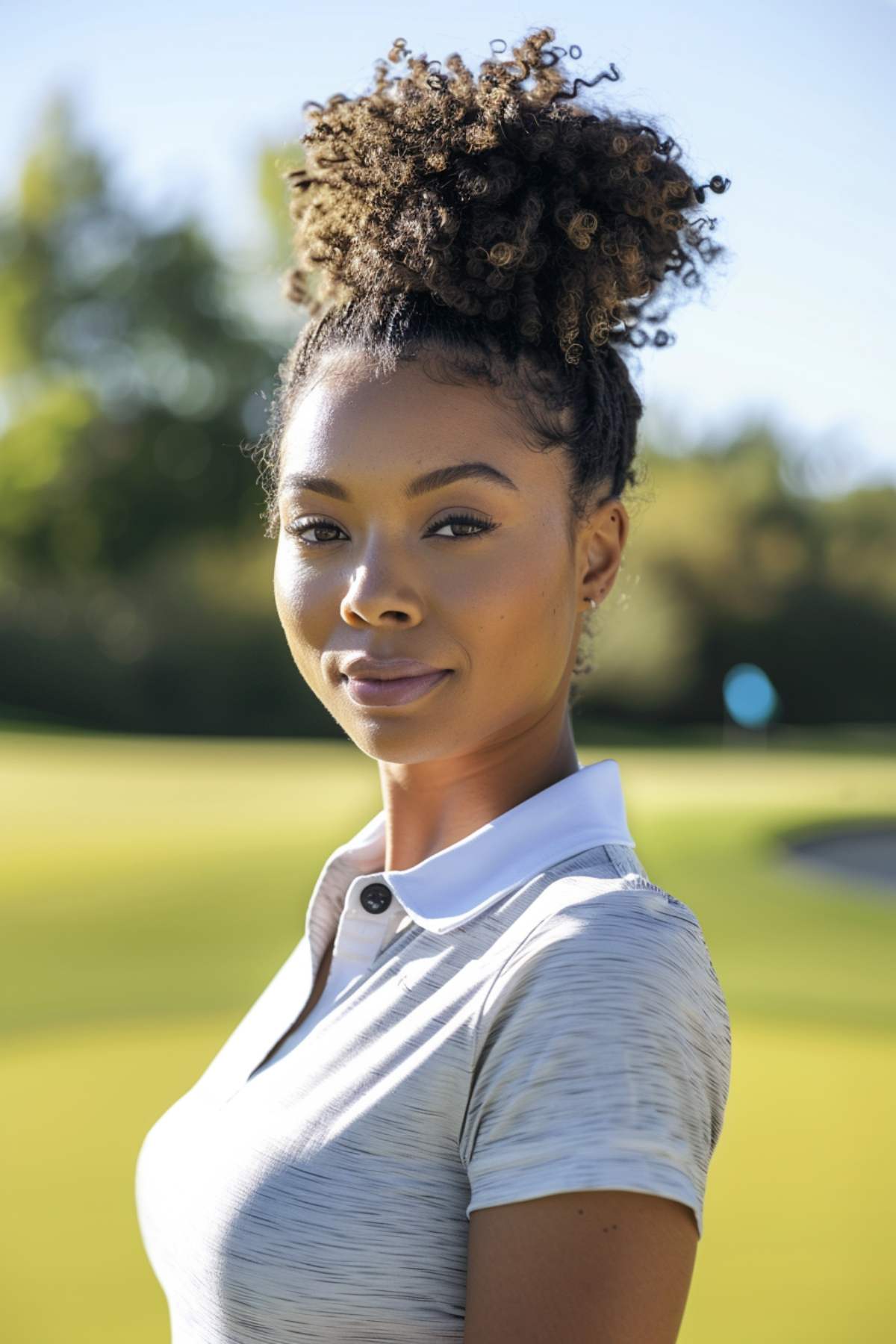 Mid-Back Thick Dark Brown High Ponytail, Side View — Golf Hairstyles 2027