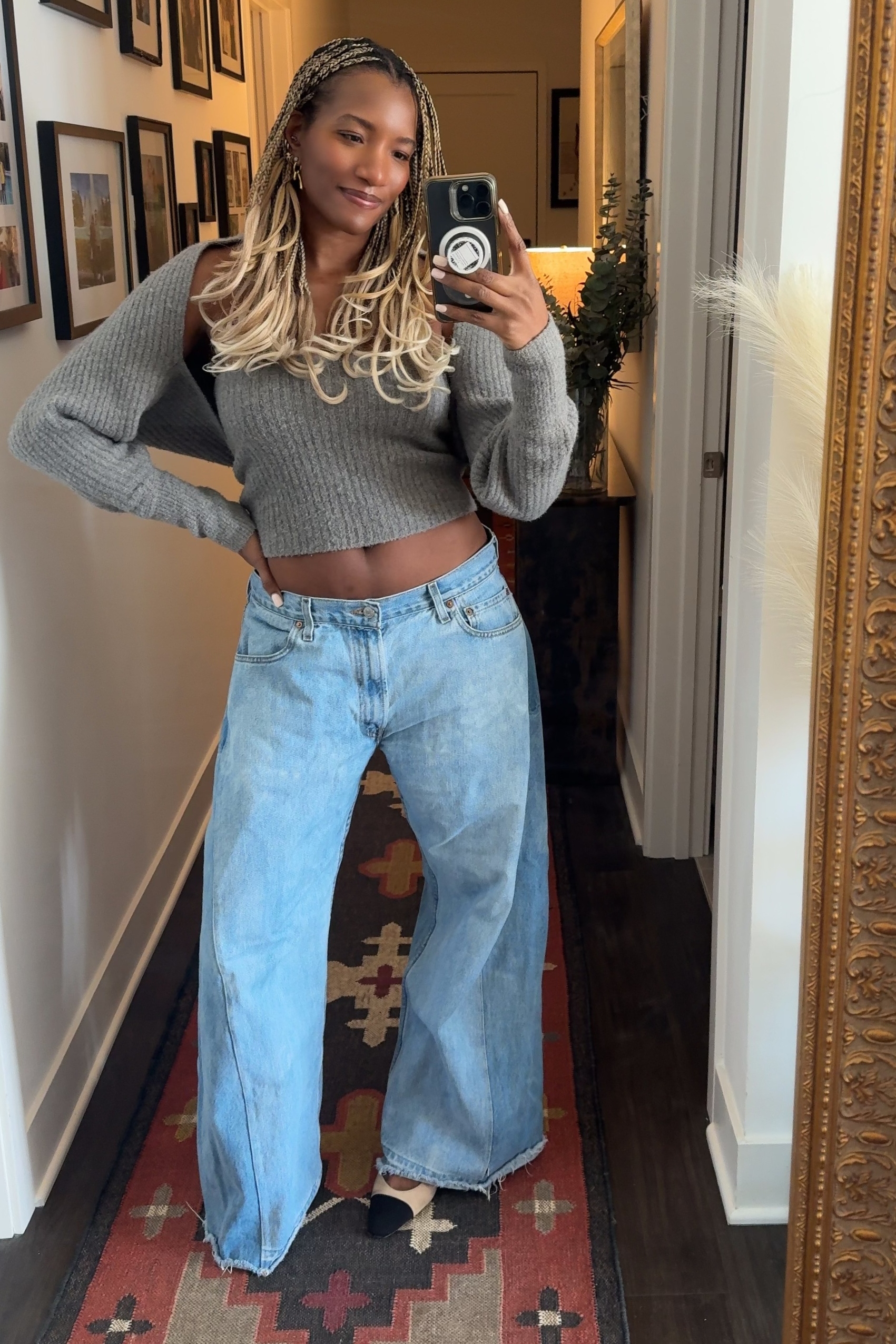 Distressed Detail: Light Wash Low-Rise Jeans with Cropped Set Distressed Detail: Light Wash Low-Rise Jeans with Cropped Set — Low Rise Jeans 2027