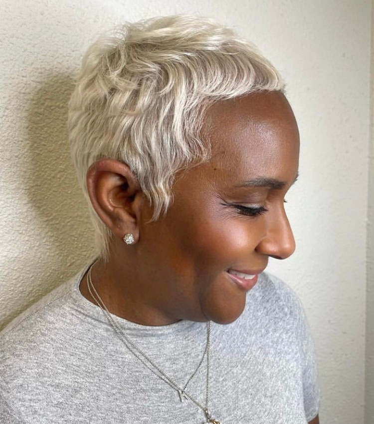 Platinum Textured Wavy Pixie — Pixie Cut 2027 for Black Women