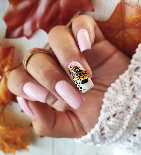 Pale Pink Leopard Print Square Nails Pale Pink Leopard Print Square Nails — Long Nails 2027
