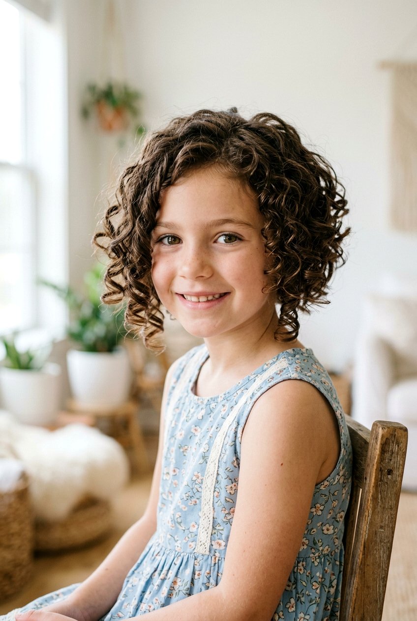 Collarbone Length Brown Curls Collarbone Length Brown Curls — Little Girl Hairstyles 2027