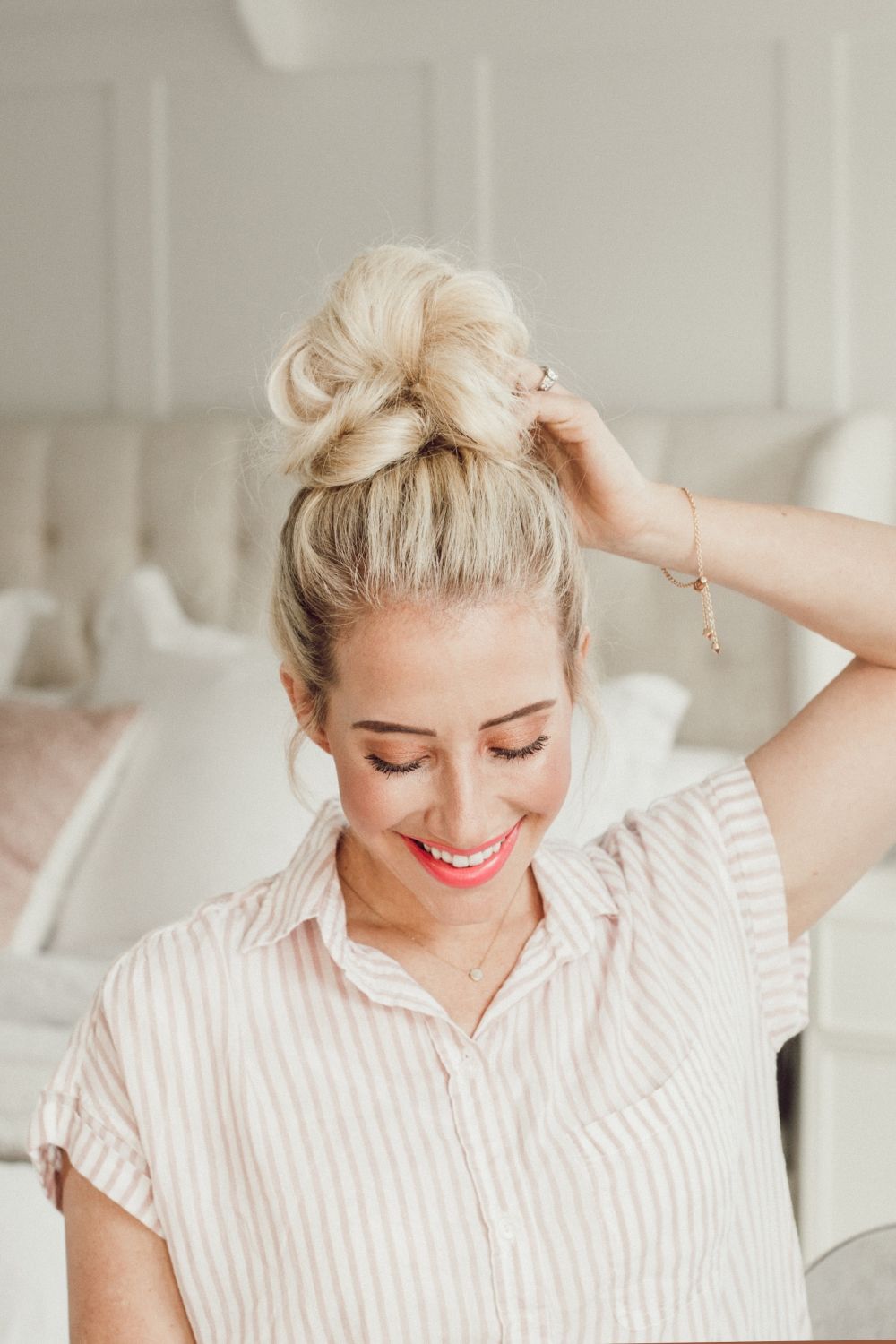 Voluminous Blonde Wavy Knotted Bun — Knotted Bun Hairstyles 2027