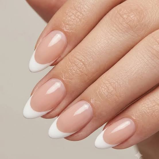 Classic French Tip Medium Almond Nails — Nail Colors 2027