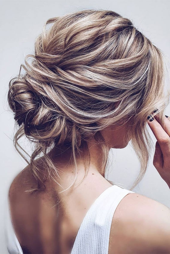Ash Blonde Messy Updo with Textured Layers Ash Blonde Messy Updo with Textured Layers — Updos 2027 for Short Hair