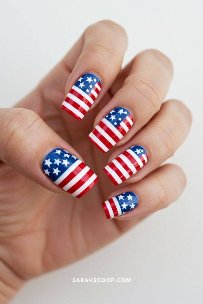 Medium Square Full American Flag Medium Square Full American Flag — Memorial Day Nails 2027