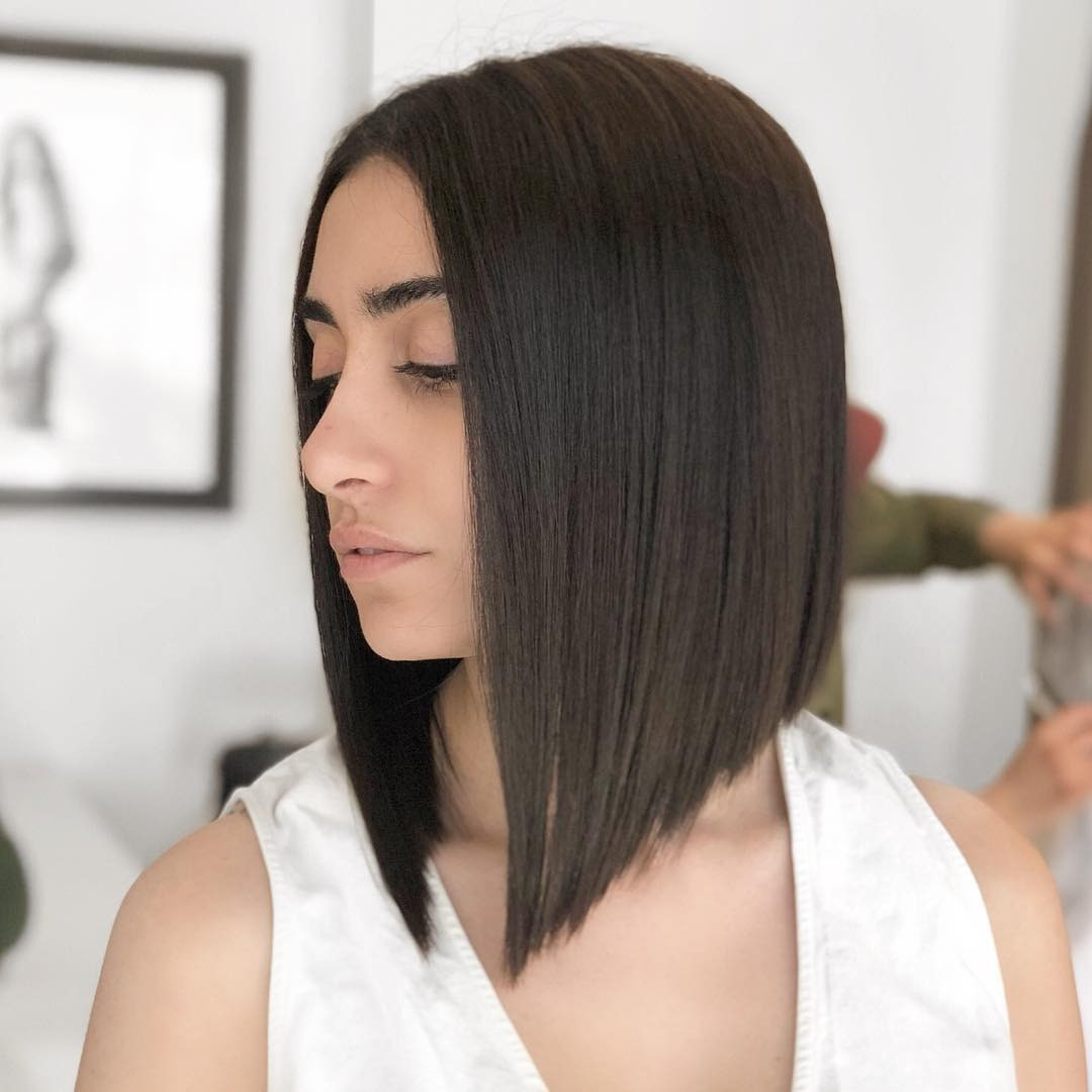 Sharp Straight Angled Lob for Fine Hair — Angled Lob 2027