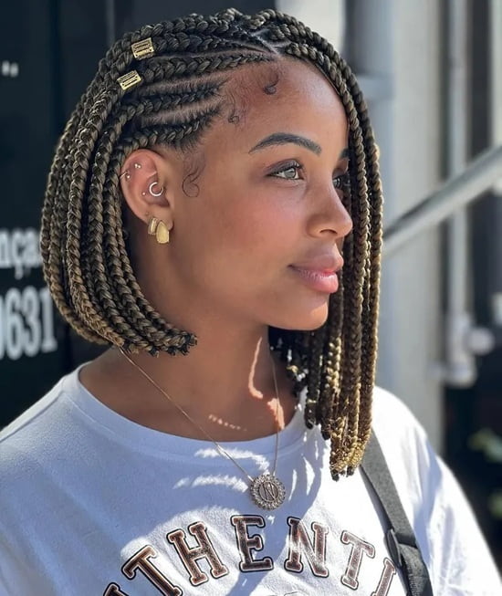 Blonde and Brown Ombre Braided Bob Blonde and Brown Ombre Braided Bob — Braided Hairstyles 2027 for Black Women