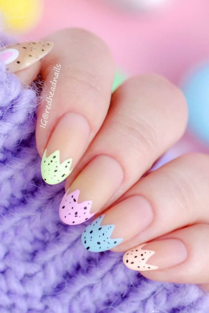 Matte Easter Egg Shaped French Tips Matte Easter Egg Shaped French Tips — Easter French Tip Nails 2027
