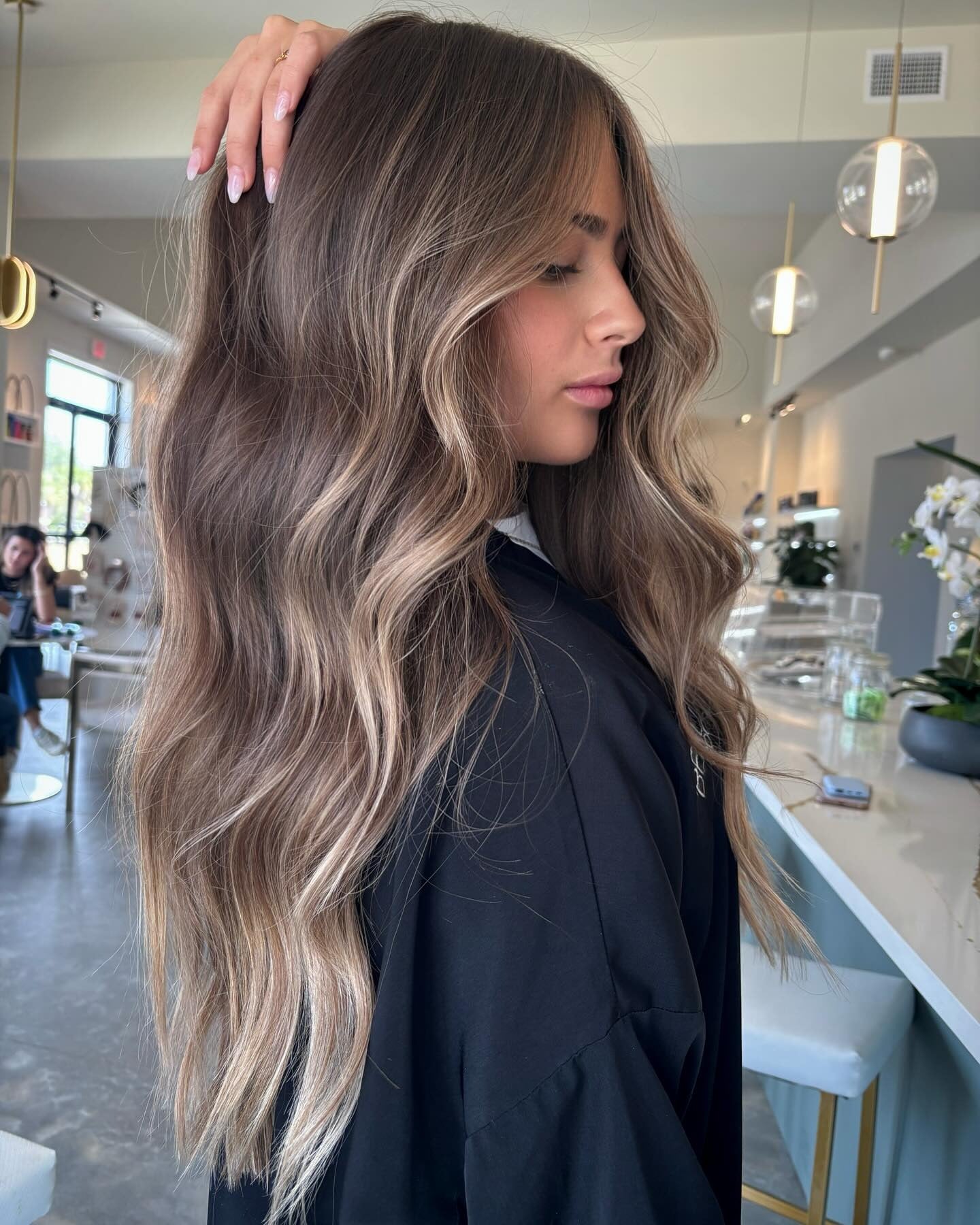 Mid-Back Medium Brown with Ash and Beige Lowlights — Lowlights 2027