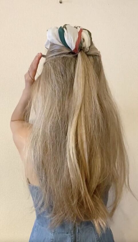 Blonde Ponytail With Braided Scarf Sections Blonde Ponytail With Braided Scarf Sections — Scarf Hairstyles 2027