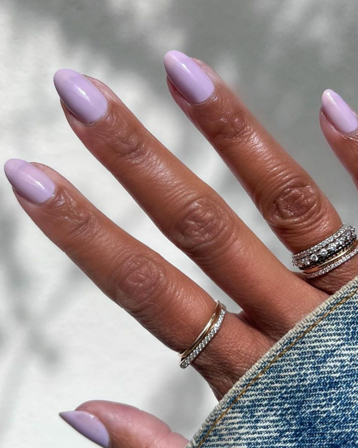 Glossy Lavender Almond Sophistication — Lavender Wedding Nails 2027