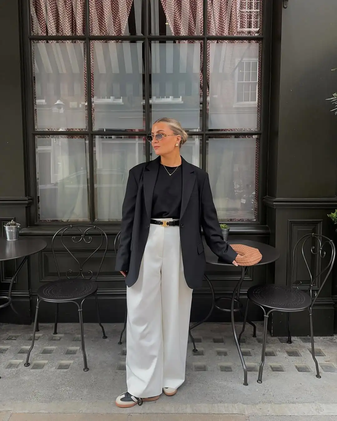 Monochromatic Edge: Black Adidas Samba with Blazer and White Trousers Monochromatic Edge: Black Adidas Samba with Blazer and White Trousers — Adidas Samba Outfits 2027
