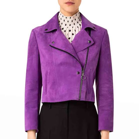 Chic Minimalist Purple Suede Cropped Jacket Chic Minimalist Purple Suede Cropped Jacket — Purple Leather Outfits 2027