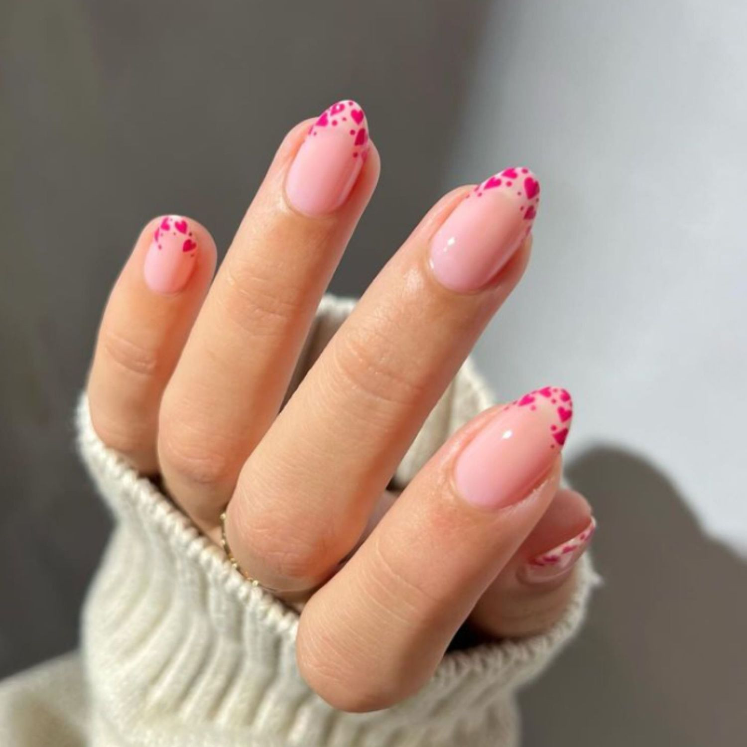 Pink French Tips with Scattered Hearts Pink French Tips with Scattered Hearts — Short Pink French Tip Nails 2027