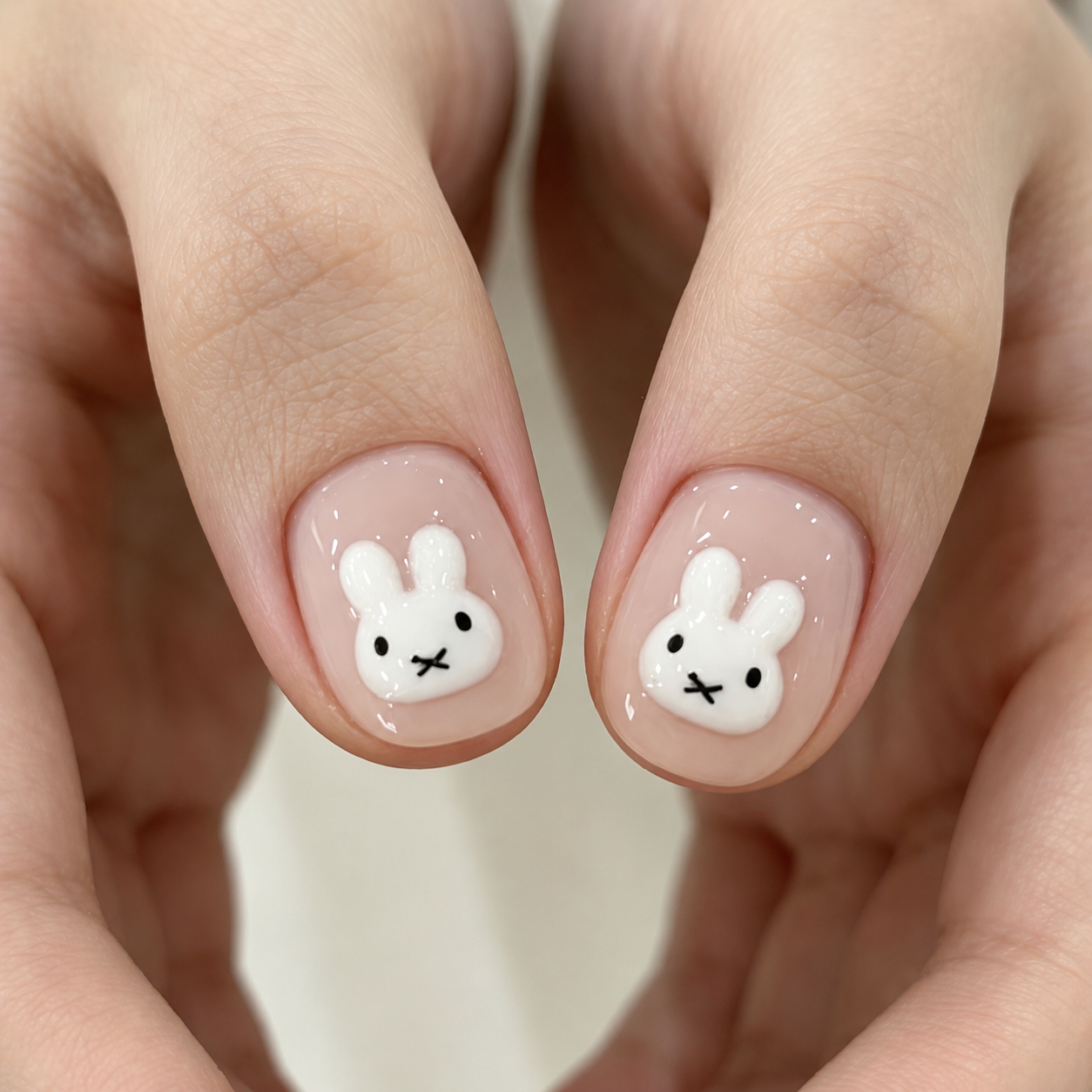 Short Square 3D Bunny Faces Short Square 3D Bunny Faces — Funny Bunny Nails 2027