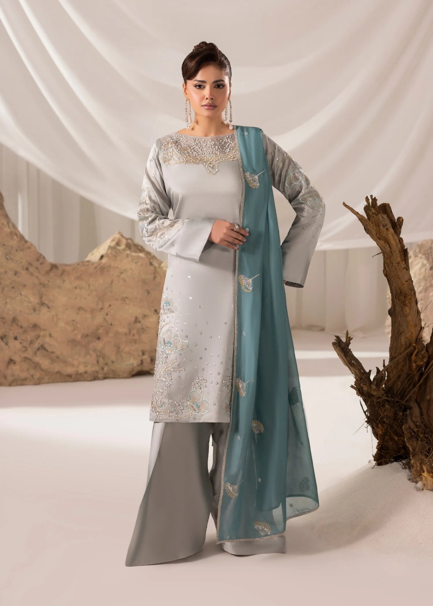 Embellished Silver Top and Pants Set — Silver Outfits 2027