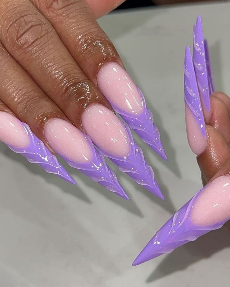 3D Lavender French Tip Stiletto 3D Lavender French Tip Stiletto — Lavender Stiletto Nails 2027