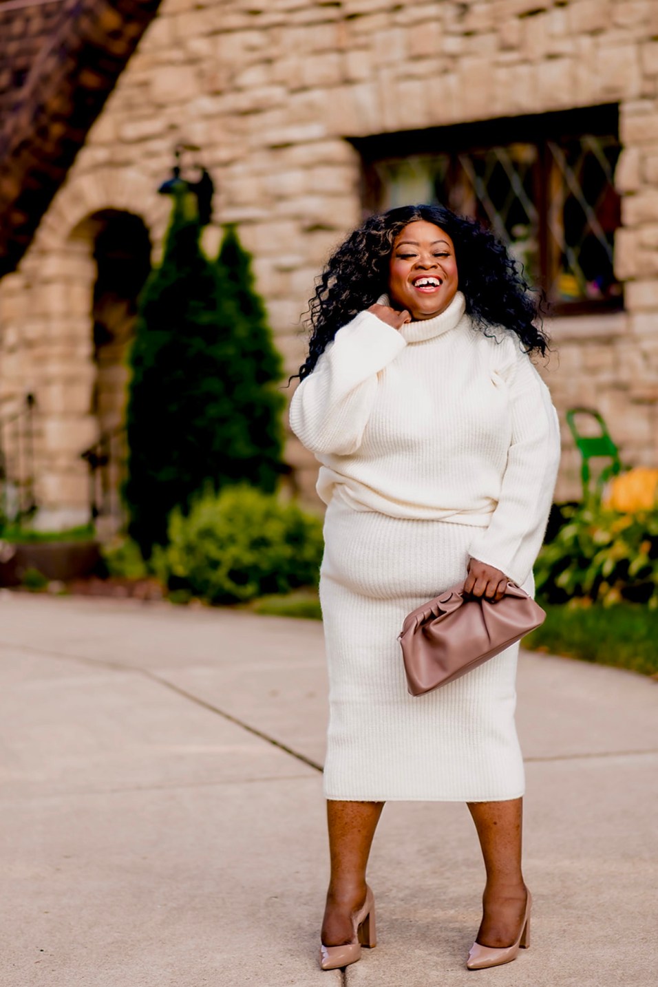 Cream Knit Turtleneck and Midi Skirt for Fall — Sweater and Skirt Outfits 2027