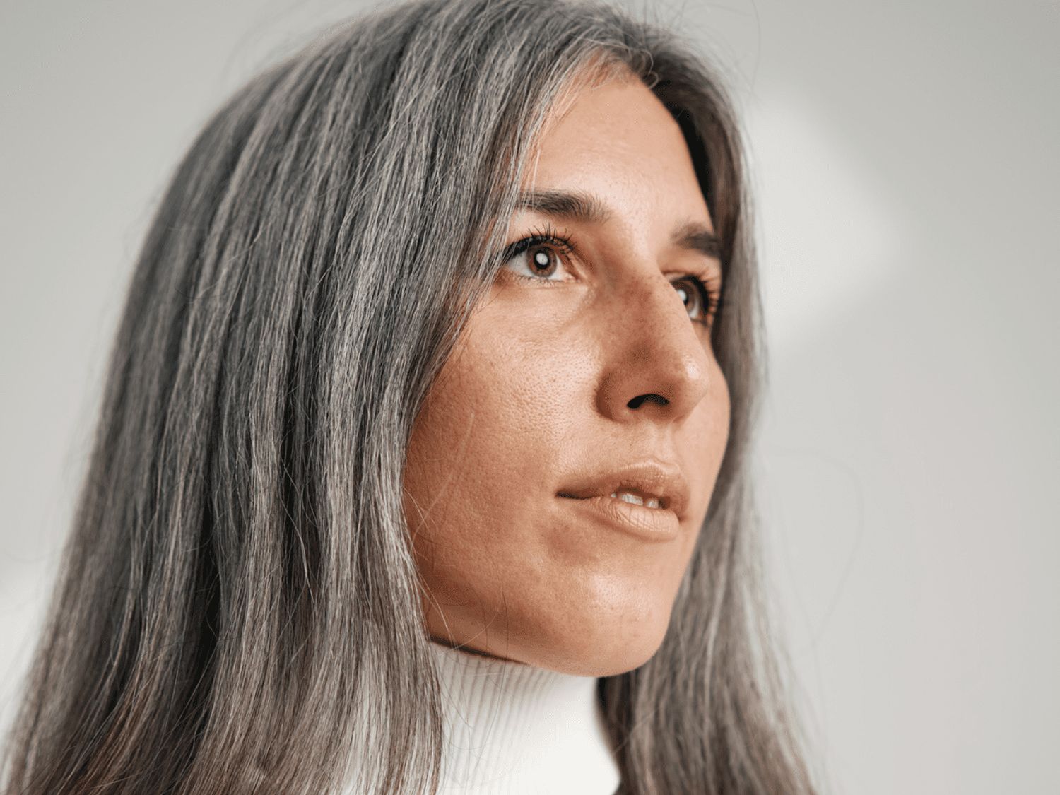 Mid-Back Sleek Gray Blowout — Transitioning to Gray Hair 2027