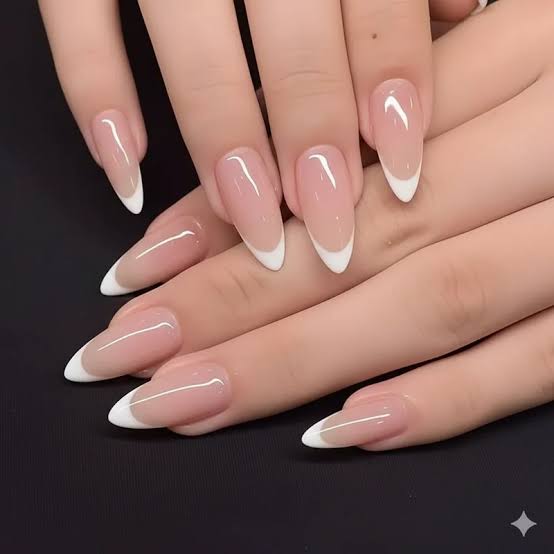 Classic White French Almond Nails Classic White French Almond Nails — Fall French Tip Nails 2026