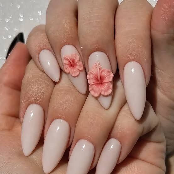 3D Hibiscus Flowers On Accent Nails Visual Idea 3D Hibiscus Flowers On Accent Nails Visual Idea — Hibiscus Flower Nails 2027