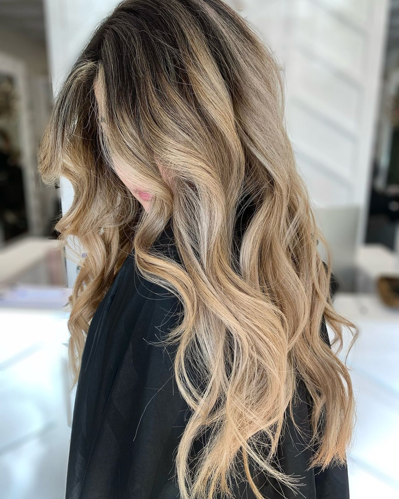 Balayage With Dark Roots Visual Idea Balayage With Dark Roots Visual Idea — Blonde Hair 2027 with Dark Roots