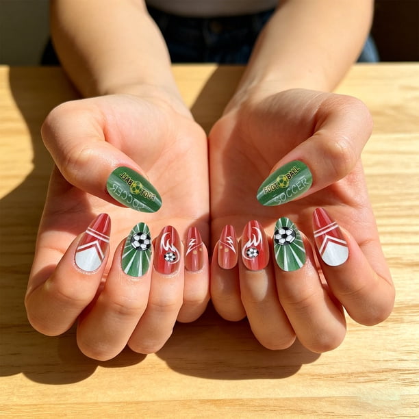 Glossy Football Variety Almonds Glossy Football Variety Almonds — Football Nails 2026