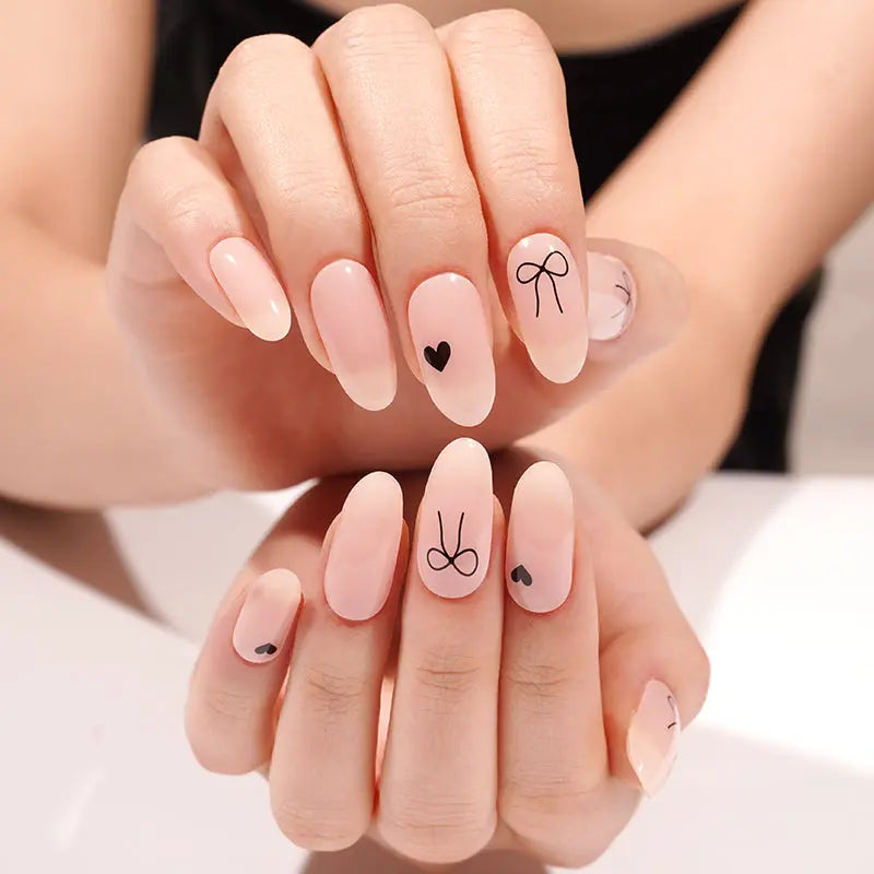 Minimalist Black Bow Outline Minimalist Black Bow Outline — Small Bow Nails 2027