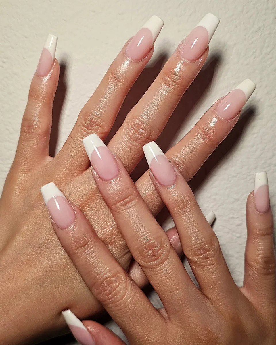 Classic Milky Pink French Manicure Coffin Nails Classic Milky Pink French Manicure Coffin Nails — Date Night Nails 2027