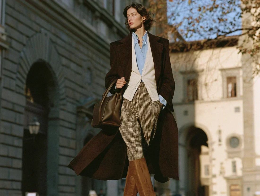 Oversized Wool Coat with Knit Vest for Layered Casual Style Oversized Wool Coat with Knit Vest for Layered Casual Style — Brown Coat Outfits 2027