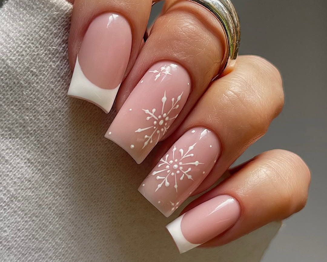 Classic French Snowflake Dots Classic French Snowflake Dots — Snowflake Nails 2027