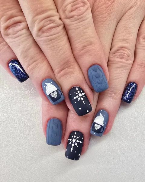 Matte Glitter Visual Idea — Christmas Sweater Nails 2026