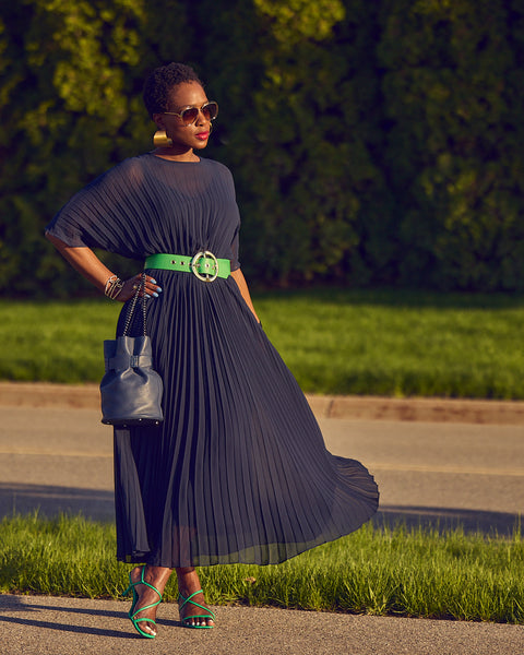 Blue Sleeveless Midi Dress with Purple Wedge Sandals Blue Sleeveless Midi Dress with Purple Wedge Sandals — Dress 2027 with Sandals Outfit
