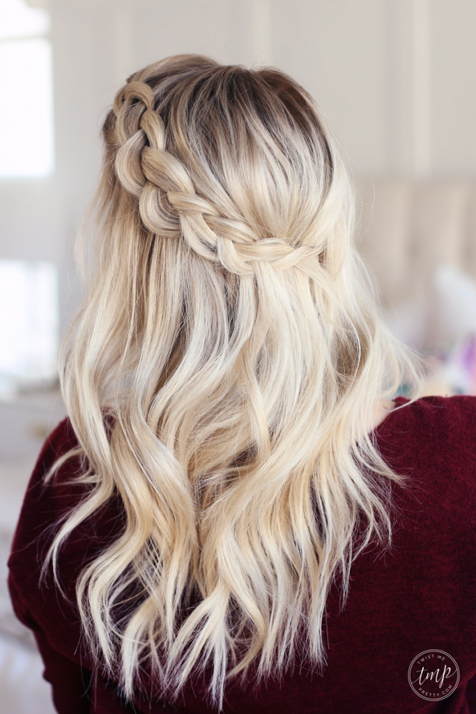 Blonde Crown Braid Updo — Braids 2027 for Medium Hair