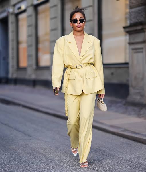 Pale Yellow Linen-Blend Suit with Belted Blazer — Outfit Trends 2027