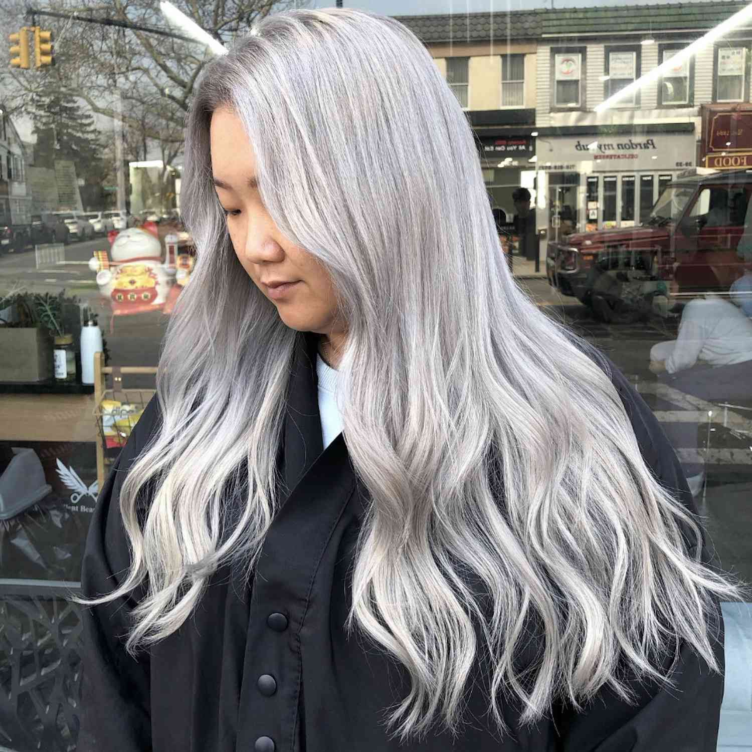 Long Layered Ash Silver Waves — Silver Hair 2027