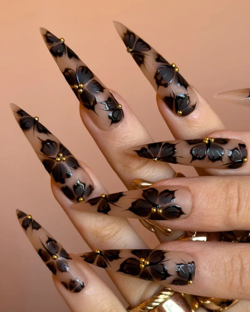 Gothic Edgy Visual Idea Gothic Edgy Visual Idea — Floral Stiletto Nails 2027