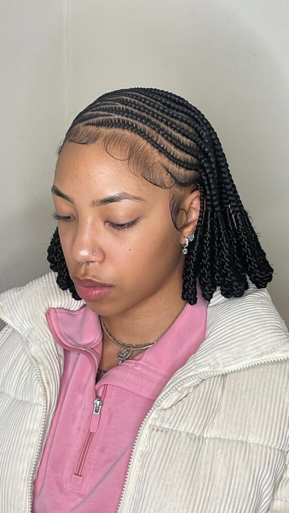 Chin Length Bob With Side Cornrows — Tribal Braids 2027