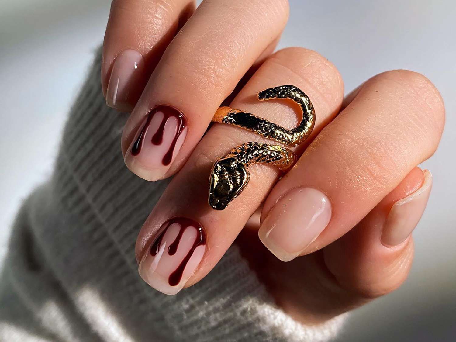 Short Square Blood Drip Nails Short Square Blood Drip Nails — Vampire Nails 2027
