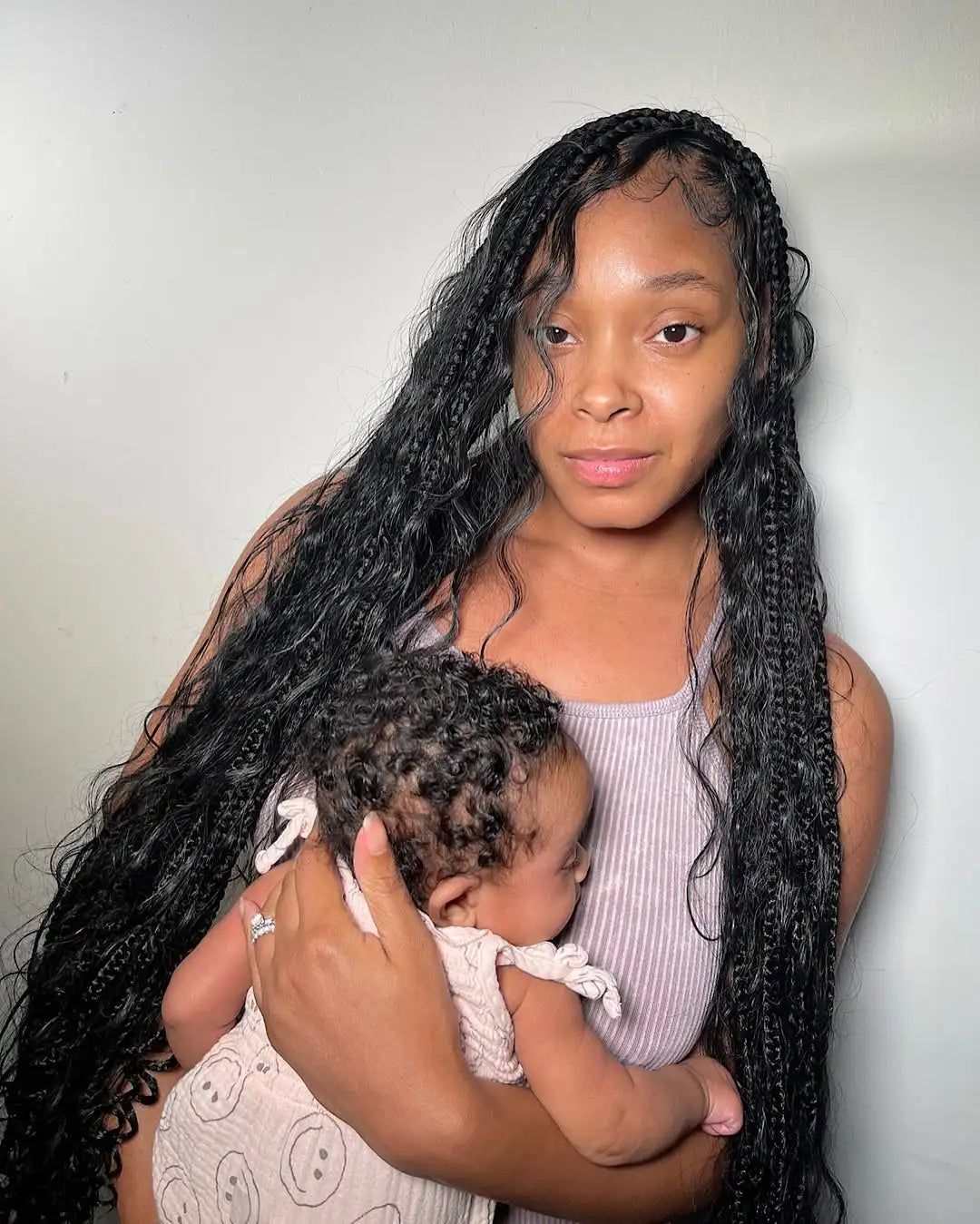 Mid-Back Long Black Braids With Flowing Ends Mid-Back Long Black Braids With Flowing Ends — Boho Knotless Braids 2027