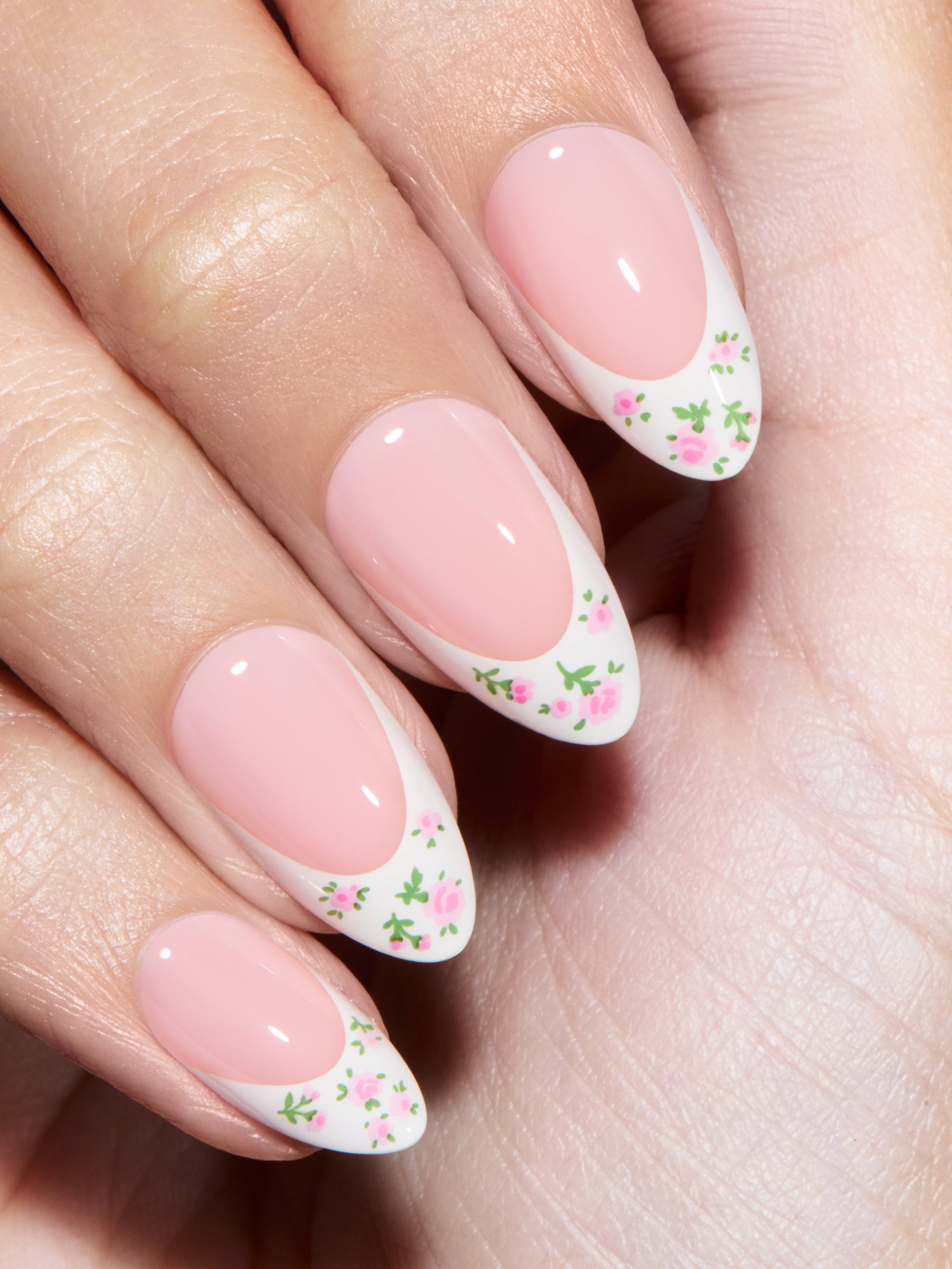 French Tips With Delicate Pink Flowers French Tips With Delicate Pink Flowers — Flower Nails 2027