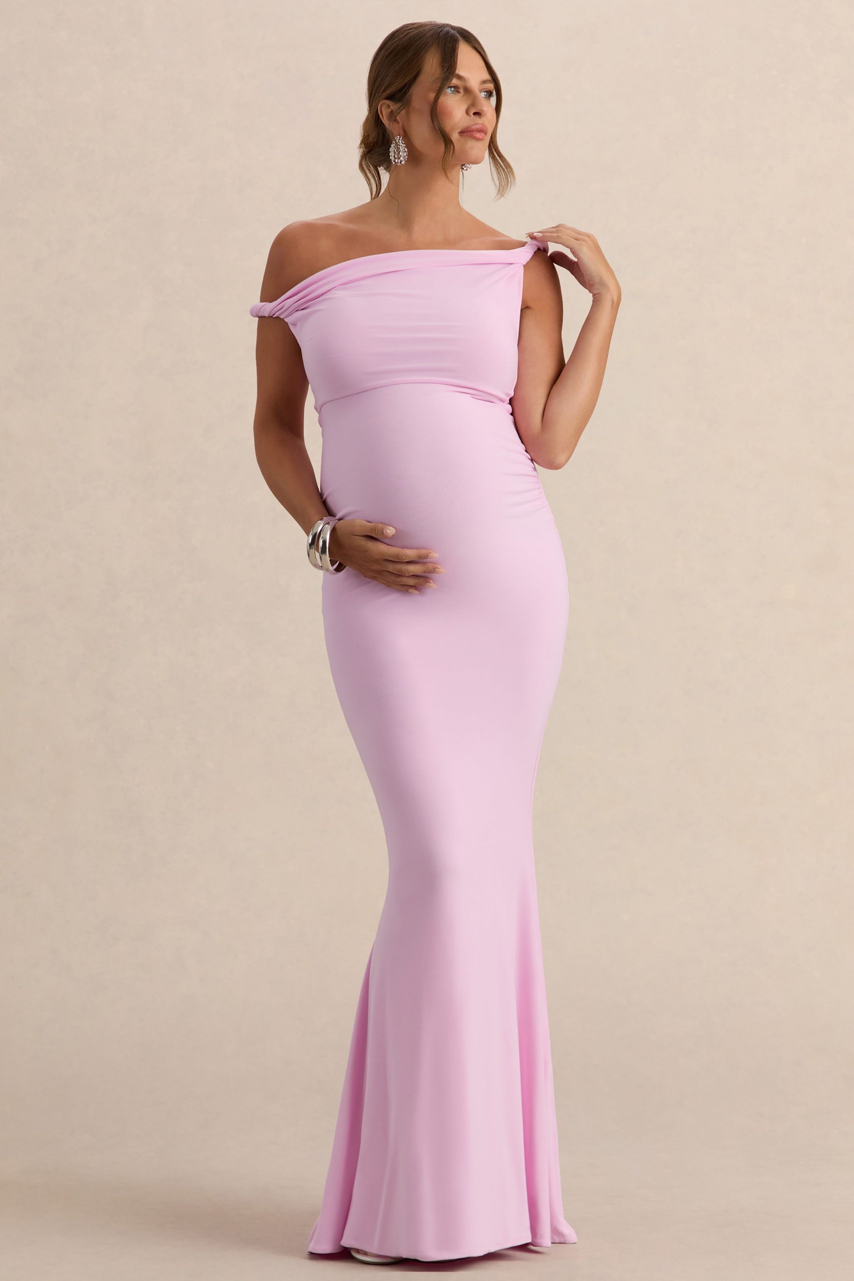 Off-the-Shoulder Ruched Maxi Dress Off-the-Shoulder Ruched Maxi Dress — Gender Reveal Outfits 2027